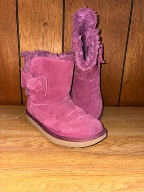 UGG Girls' Raspberry Pink Suede Shearling Boots
